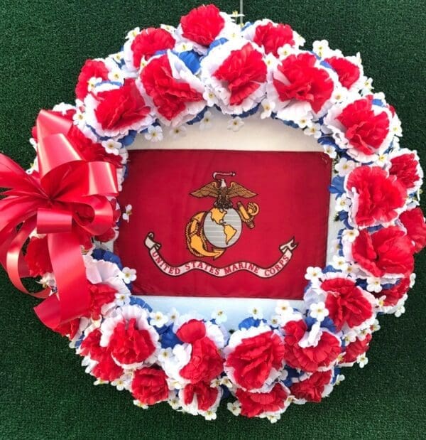 25j. Military Wreath with Flag in Center